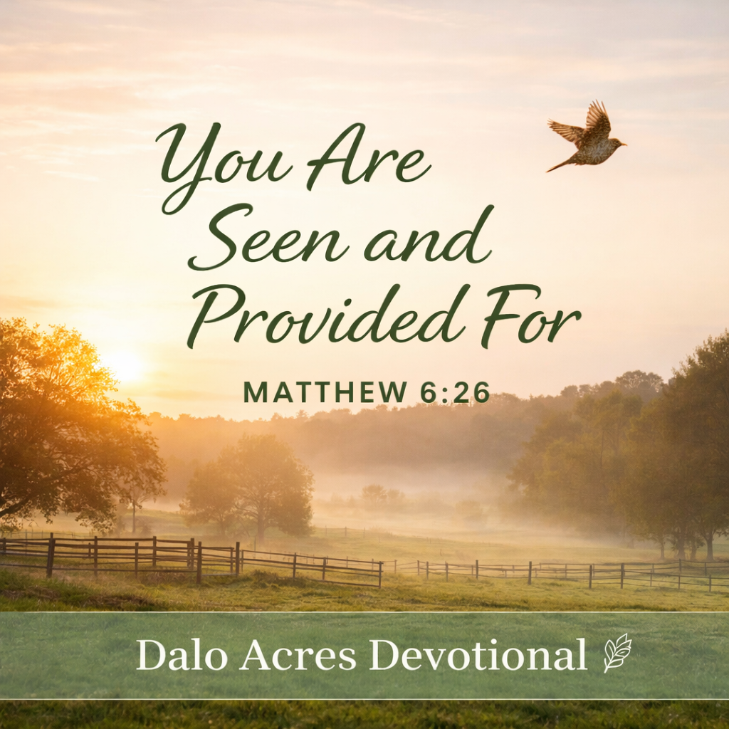 Matthew 6:26 — You Are Seen and Provided For | Dalo Acres Devotional
