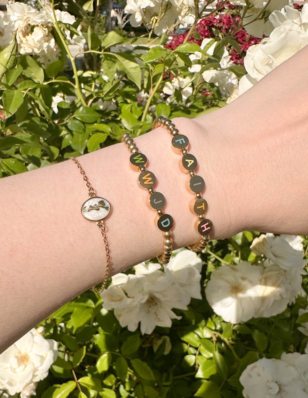 Gold Faith Letter Bracelet