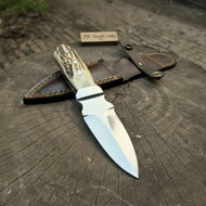 Handmade Dagger Knife with Stag Antler Handle | Full Tang Fixed Blade
