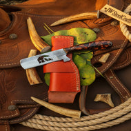 Rasp Straight Cowboy Cleaver Knife with Resin Handle, 7 Inch Handmade Blade