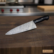 Handmade Damascus Gyuto Knife, Black Resin Handle Japanese Chef Knife, Forged Damascus Steel Kitchen Knife, Professional Gyuto, JW SteelCrafts