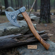 Damascus Dane Axe with Long Haft and Bearded Head