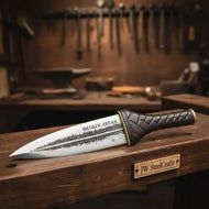 Double Edge Spear Point Medieval Dagger Fixed Blade 10–12 Inch Steel Knife with Guard Sheath