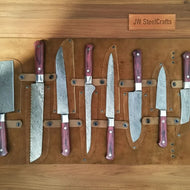 8-Piece Damascus Kitchen Knife Set — Red Pakka Wood Handles