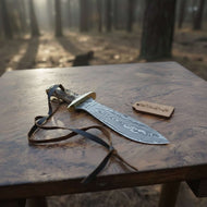 Handmade Persian-Style Upswept Bowie Knife with Stag Handle and Brass Pommel