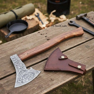 Medieval Norse Bearded Axe with Curved Hardwood Handle