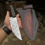 Serbian Utility Knife 9” – Acid Etched Blade with Cross Sheath