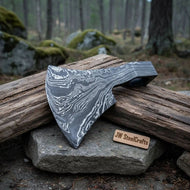 Custom Damascus Steel Axe Head Blank – Hand Forged Bearded Axe Blade for Handle Making
